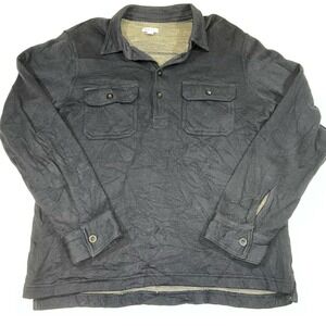 Merona Men's Dark Gray Waffle Knit Collared Pullover Shirt Size M